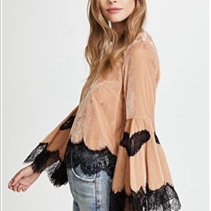 Alice + Olivia Levine Velvet and Lace Top